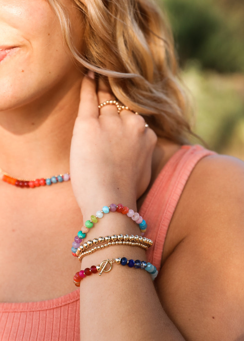 Natural Gemstone Bracelet + 14k Gold Filled Toggle : Key West