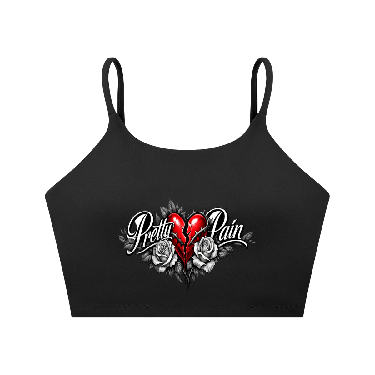 PRETTY PAIN Spaghetti Strap Yoga Sports Bra