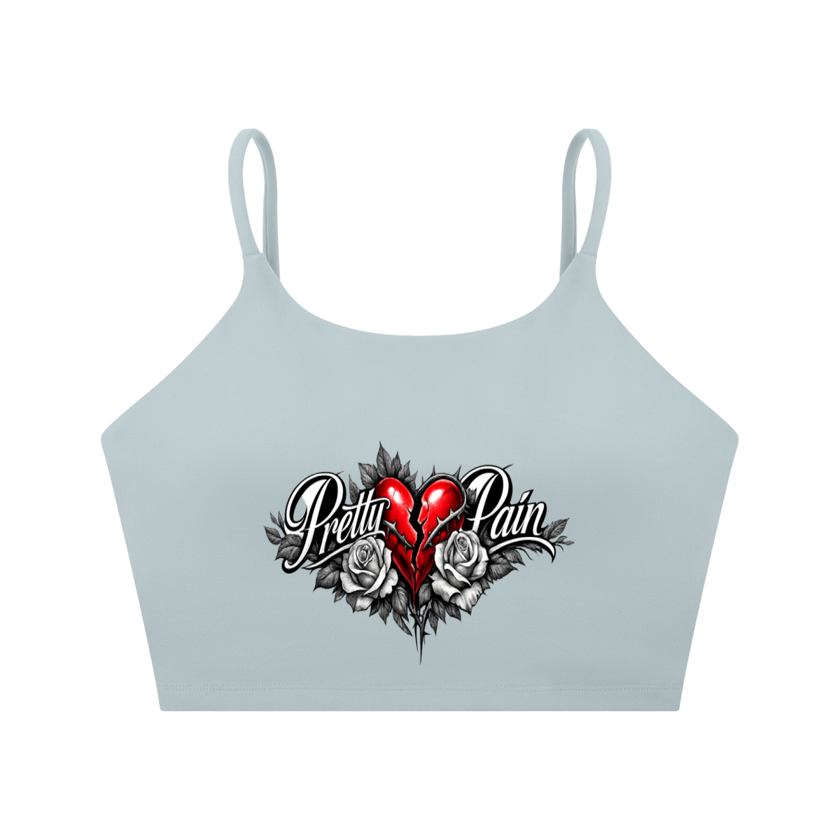 PRETTY PAIN Spaghetti Strap Yoga Sports Bra