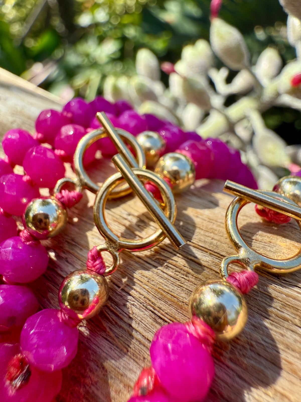 Pink Jade + 14k Gold Filled Toggle || Gemstone Necklace