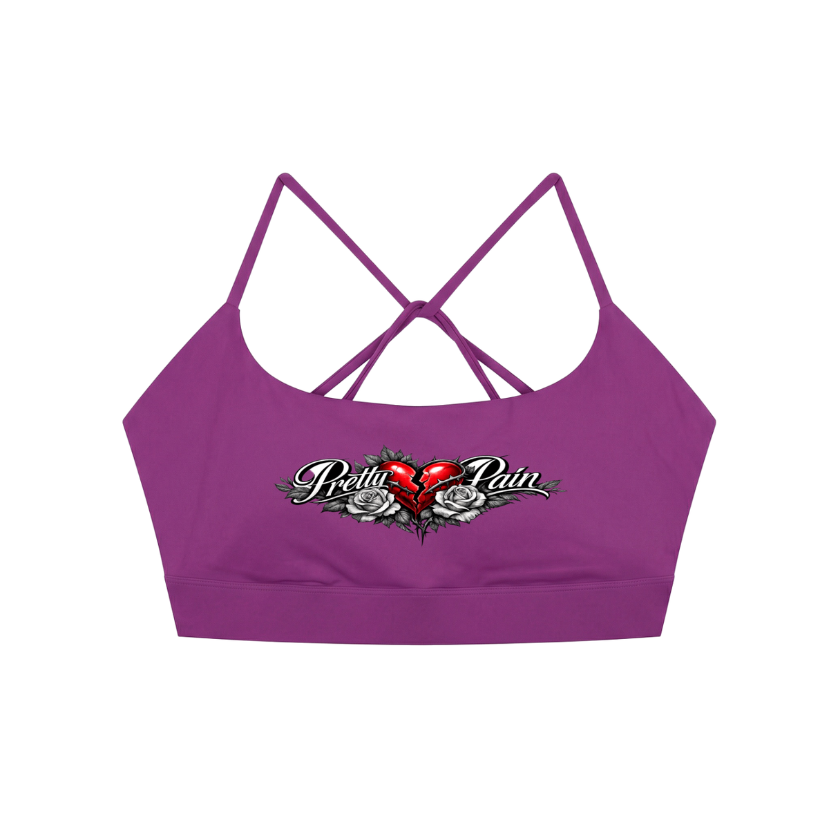 PRETTY PAIN Strappy Criss Cross Yoga Sports Bra