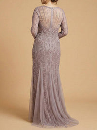Lara New York Lara high neck beaded gown, elegant evening dress with intricate beading and a high neckline, on a dress form.
