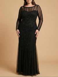 Black Lara New York high neck beaded gown displayed from the front, showcasing intricate beadwork and elegant design.