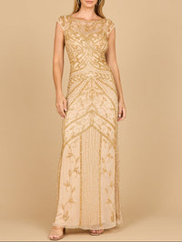 Beaded Cap Sleeve Sheath Gown | 28876