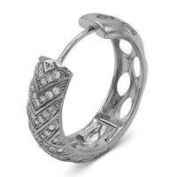 Stainless steel cubic zirconia huggie hoop earrings for women, hypoallergenic design by JB Jewelry BLVD with sparkling cubic zirconia stones.