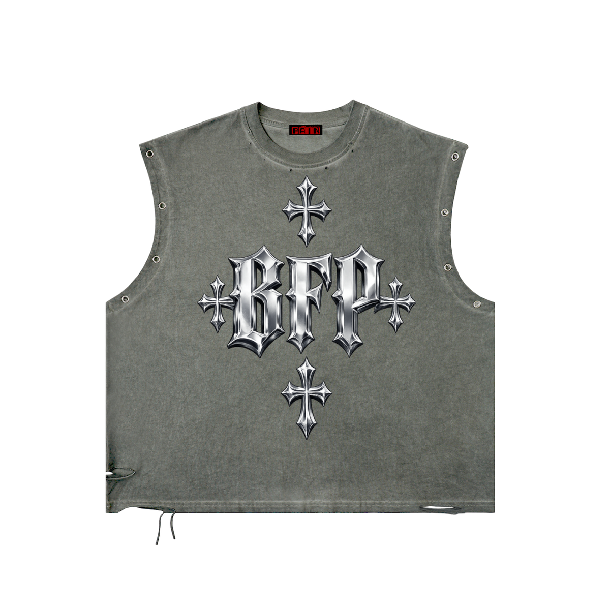 CHROME Distressed Grommet Eyelet Tank Top