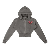 Vintage Washed PRETTY PAIN Cropped Fleece Hoodie