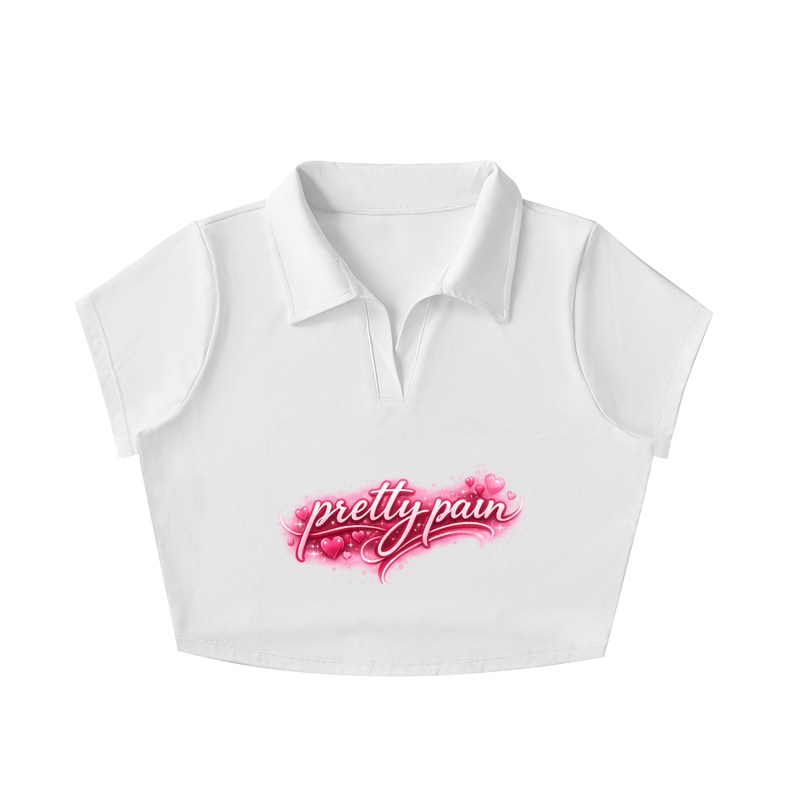 PRETTY PAIN V-Neck Lapel Crop Top