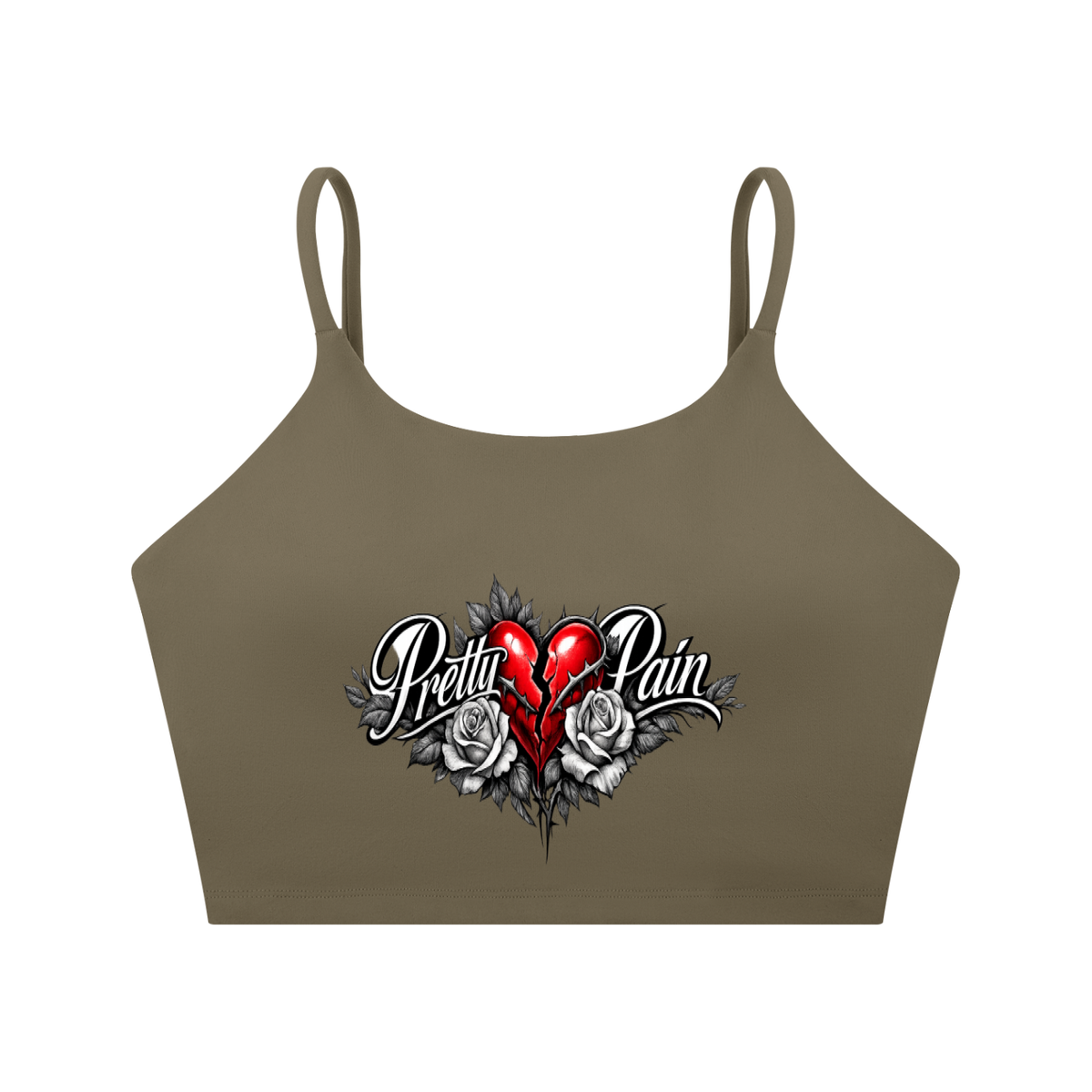 PRETTY PAIN Spaghetti Strap Yoga Sports Bra