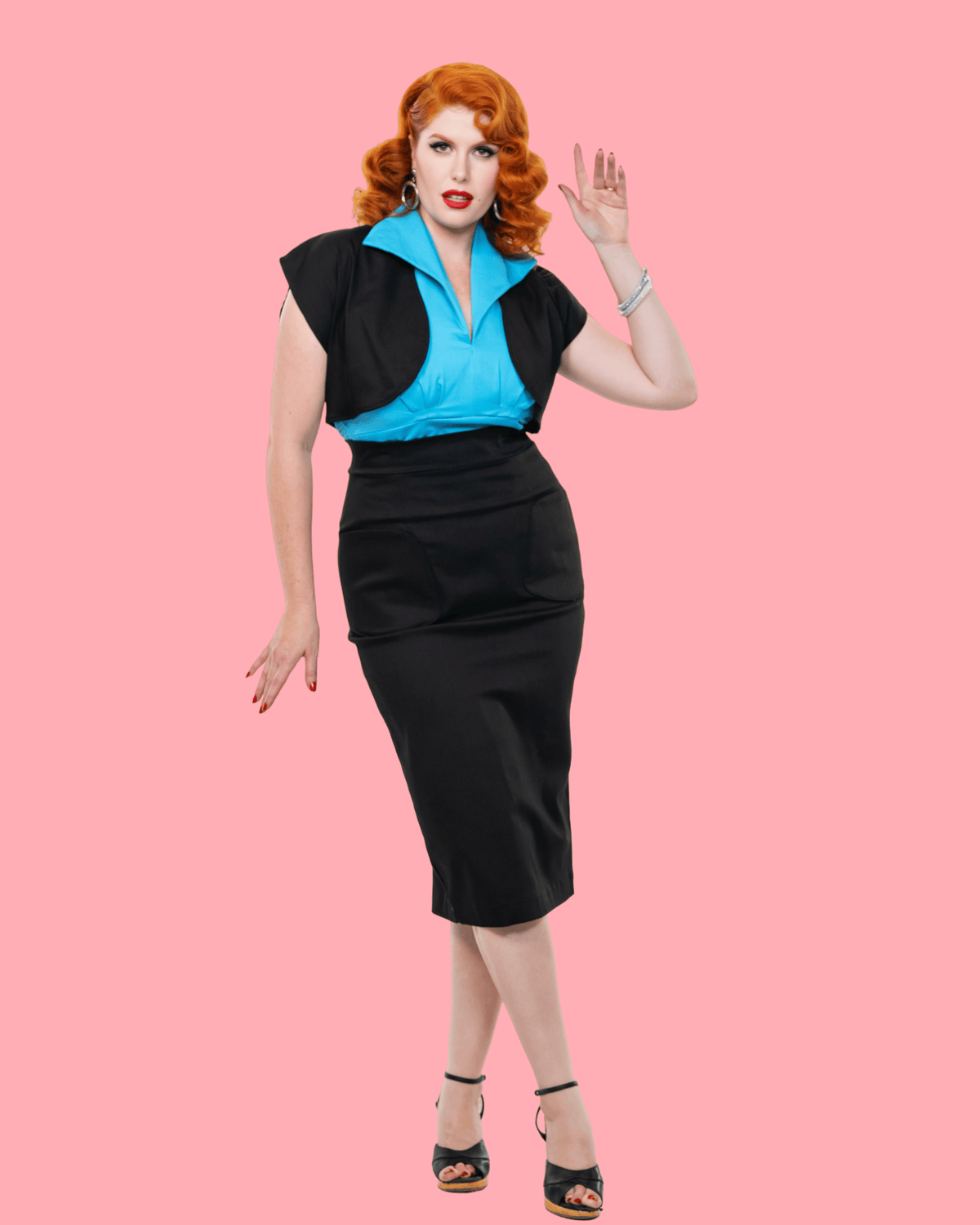 LadySplendorClothing classic skirt and bolero set, elegant skirt with matching bolero jacket, stylish formal wear ensemble.