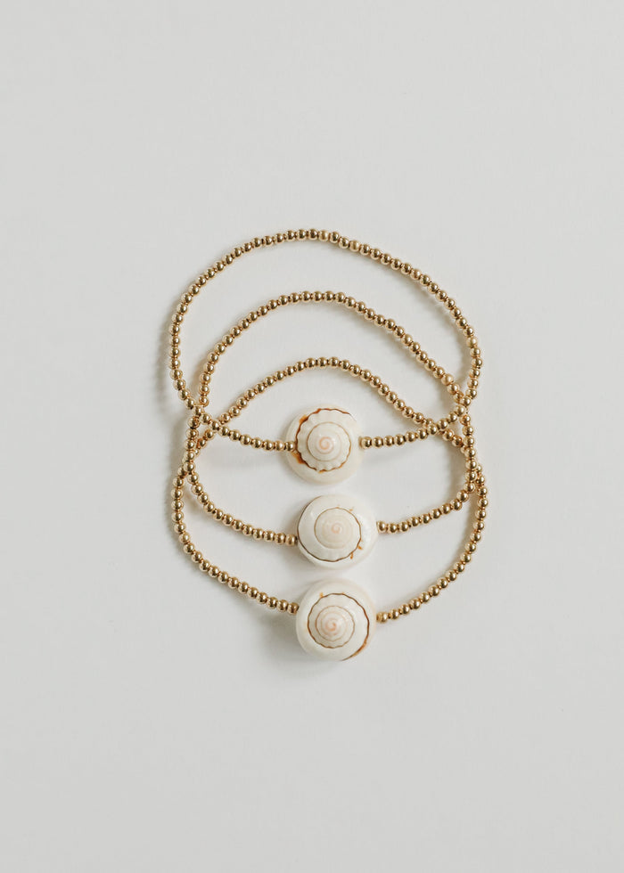 Dainty 14K Gold Filled + Sea Shell || Stretch Anklet or Bracelet