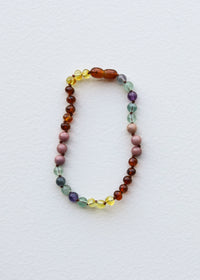 Raw Baltic Sea Amber + Stone Rainbow || Anklet • Bracelet
