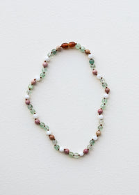Fluorite + Moonstone + Rhodonite || Natural Gemstone Necklace