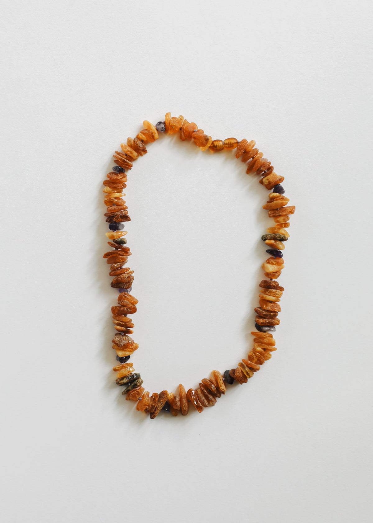 Pet Necklace: Raw Baltic Amber + Raw Amethyst
