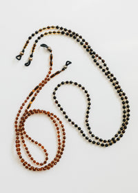 Baltic Sea Amber + Gemstone || Beaded Eyeglass Necklace - Natural Black