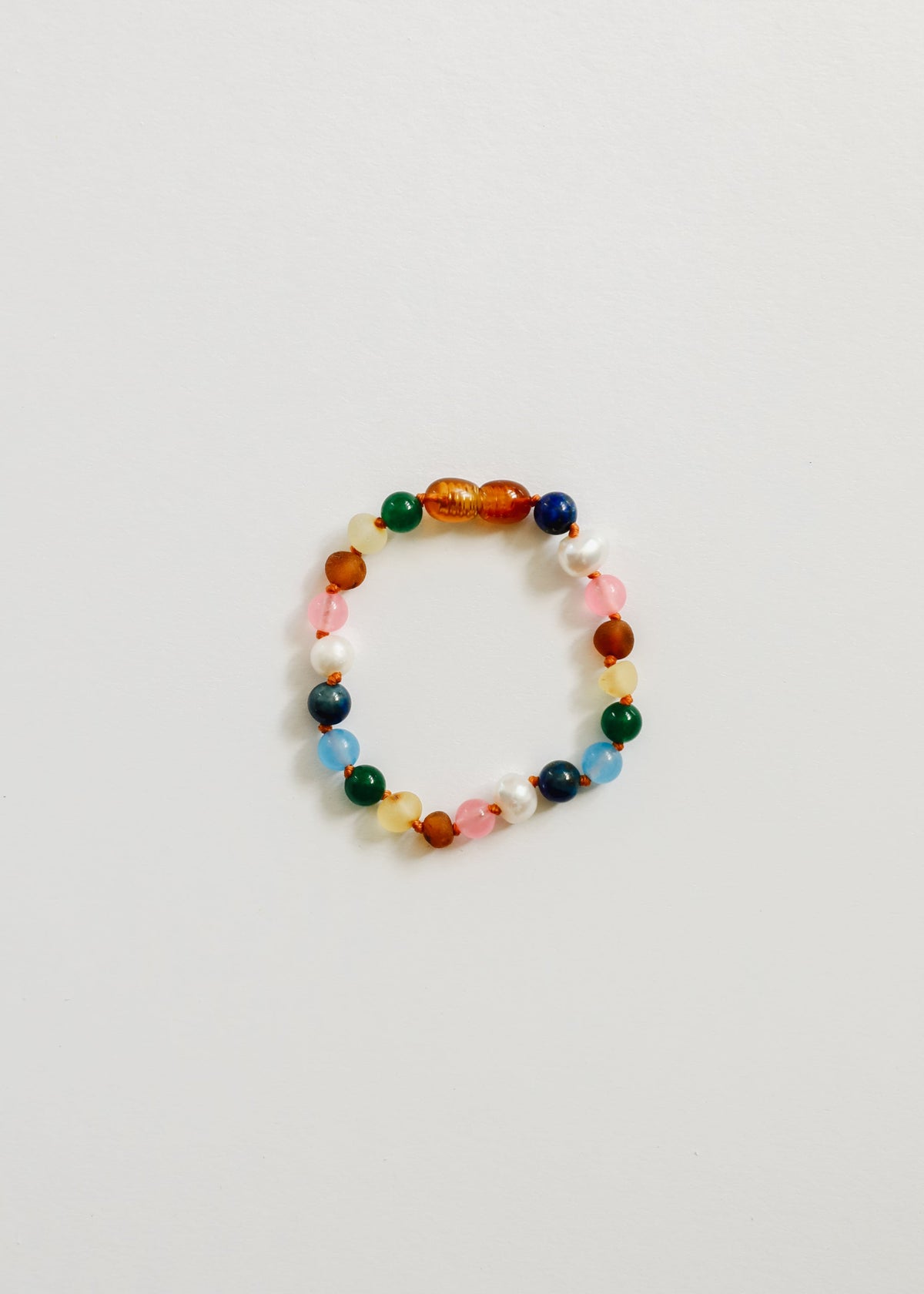 Raw Baltic Amber and Pearl Bracelet + Sweet Pink Gemstones