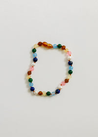 Raw Baltic Amber and Pearl Bracelet + Sweet Pink Gemstones