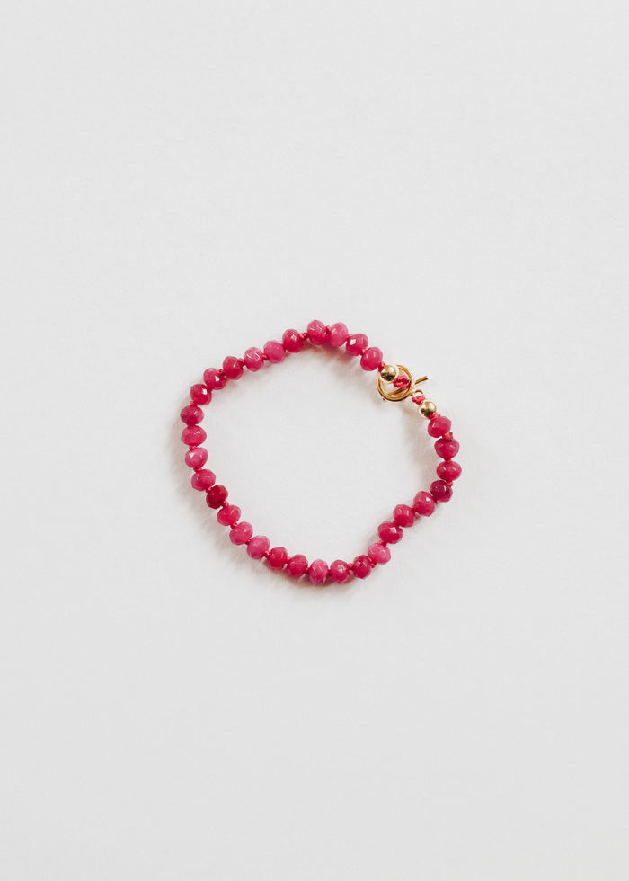 Pink Jade + 14k Gold Filled Toggle || Gemstone Bracelet or Anklet