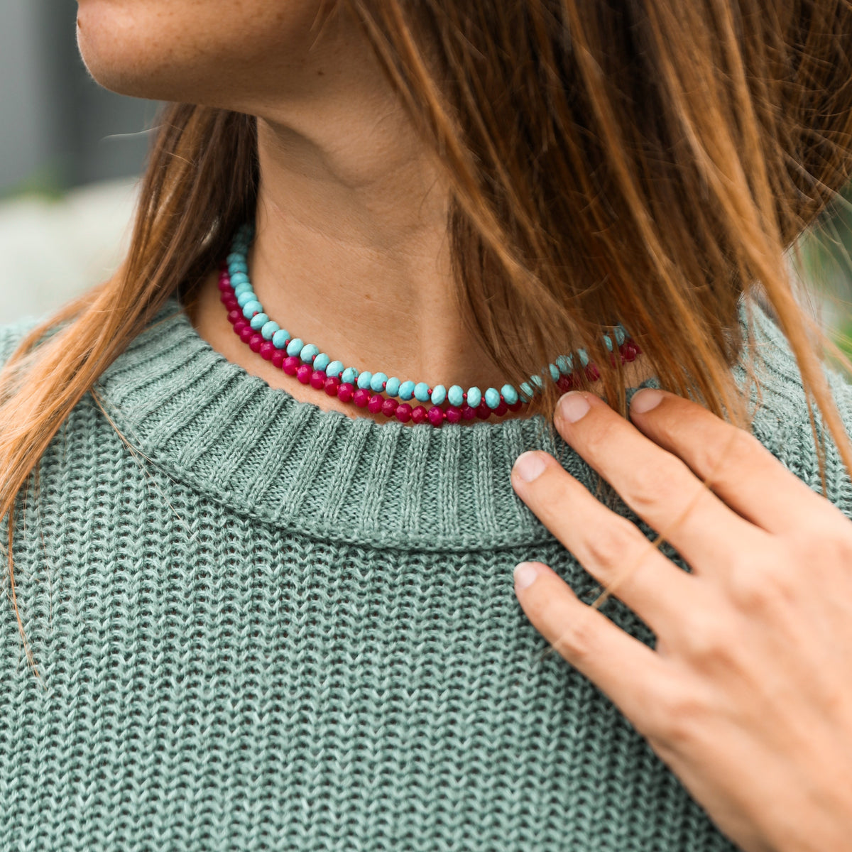 Pink Jade + 14k Gold Filled Toggle || Gemstone Necklace
