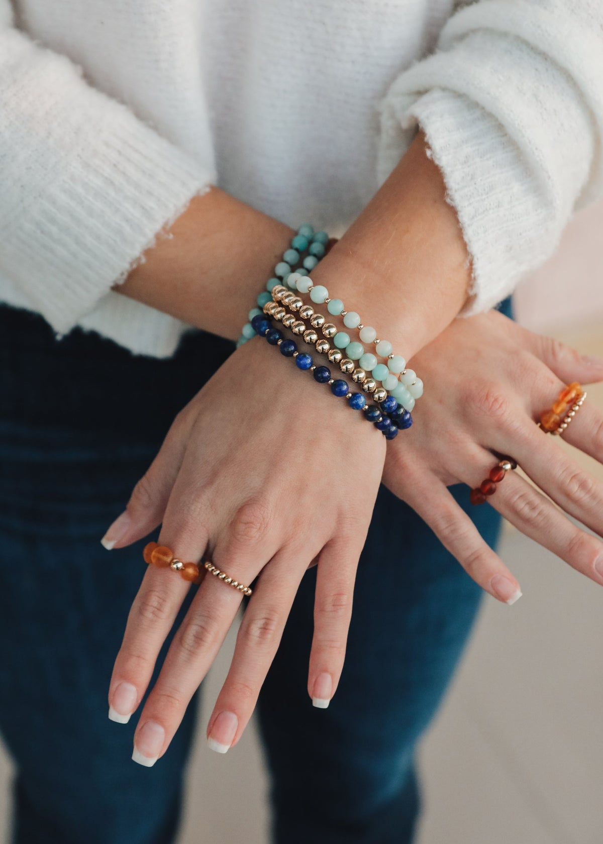 Aventurine Gemstone + 14K Gold Filled || Beaded Stretch Bracelets