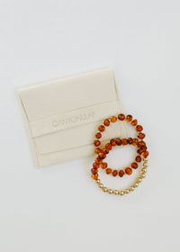 Baltic Sea Amber : 14k Gold Filled Beaded Sun + Moon || Adult Bracelets