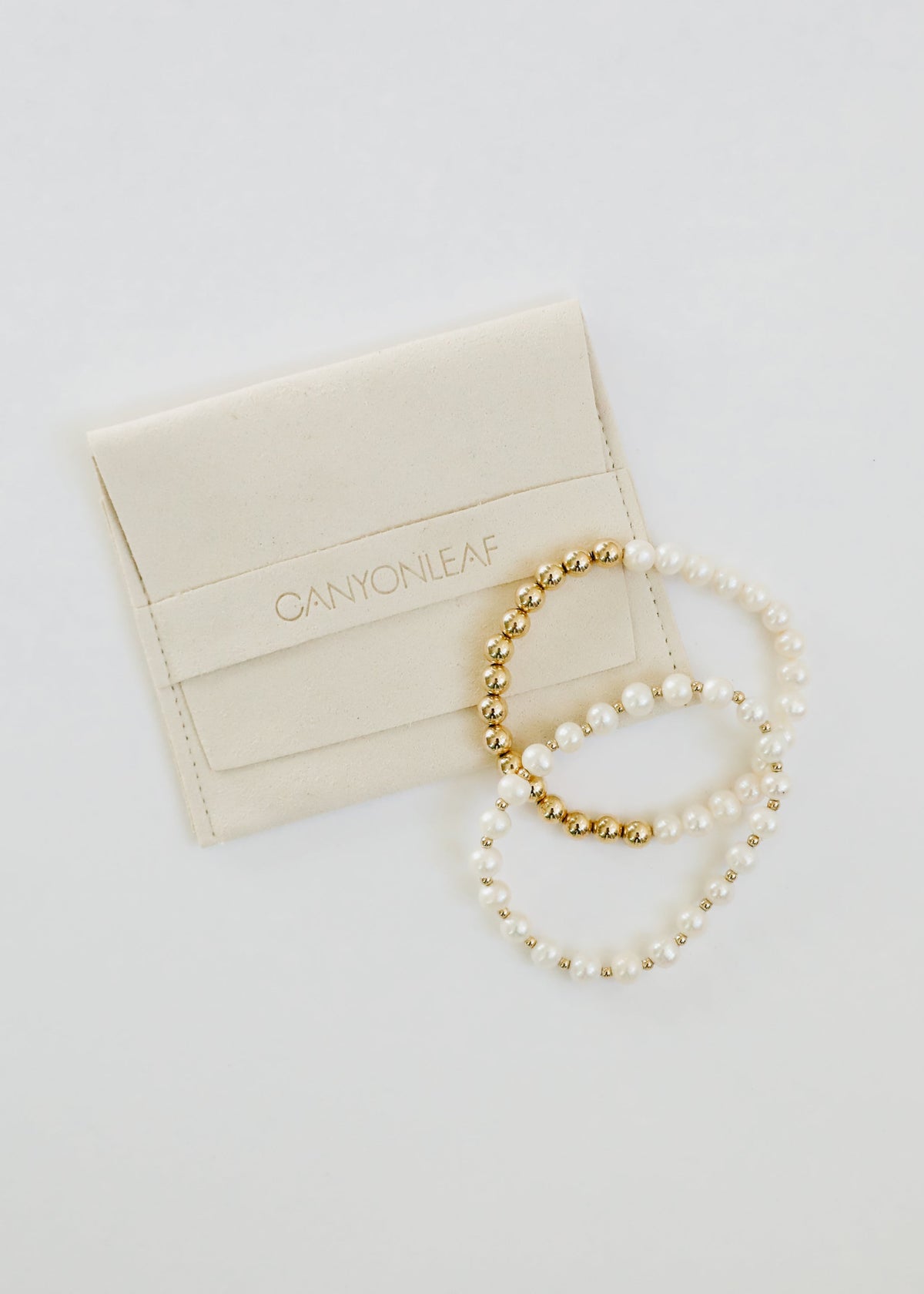 Pearl : 14k Gold Filled Sun + Moon || Stretch Bracelets