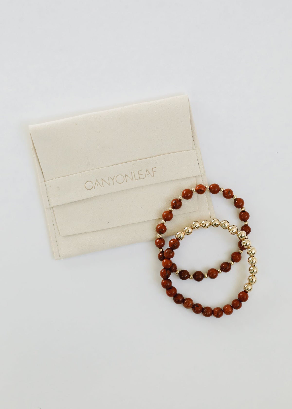 Red Jasper : 14k Gold Filled Sun + Moon || Stretch Bracelets