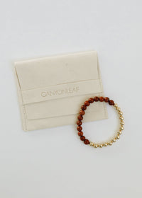 Red Jasper : 14k Gold Filled Sun + Moon || Stretch Bracelets