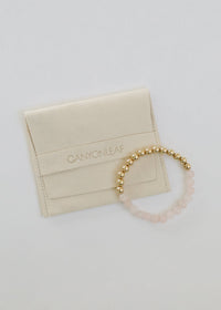 Rose Quartz : 14k Gold Filled Sun + Moon || Stretch Bracelets