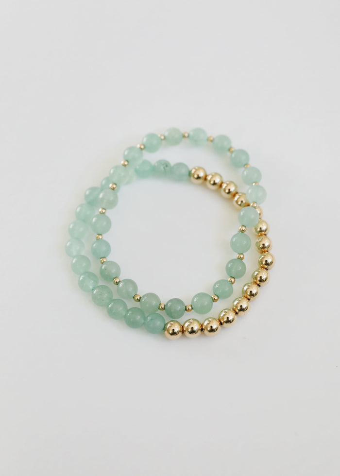 Aventurine Gemstone + 14K Gold Filled || Beaded Stretch Bracelets