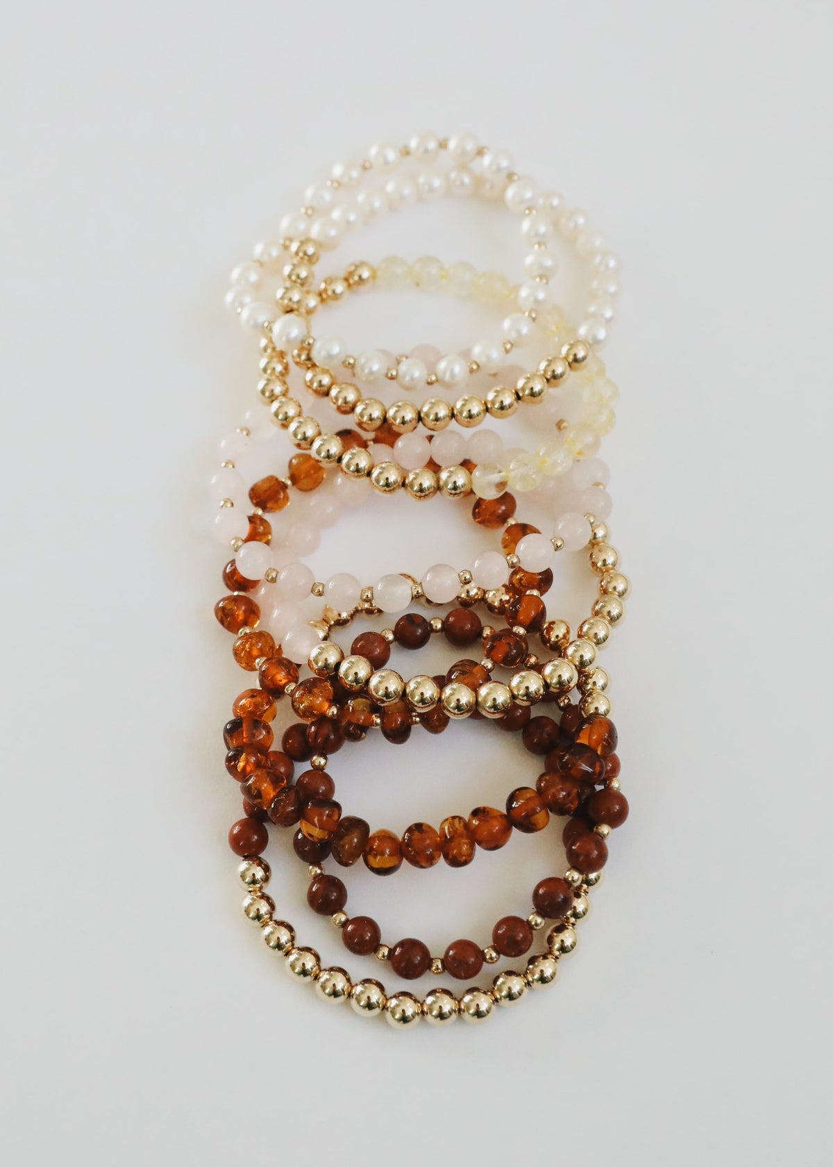Red Jasper : 14k Gold Filled Sun + Moon || Stretch Bracelets