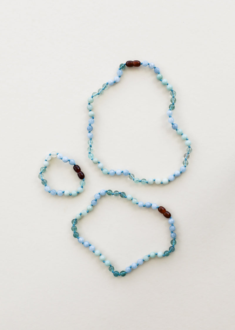 Amazonite + Aquamarine + Fluorite || Gemstone Anklet or Bracelet