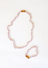 Pure Gemstone + Natural Rose Quartz || Beaded Necklace
