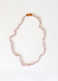 Pure Gemstone + Natural Rose Quartz || Beaded Necklace