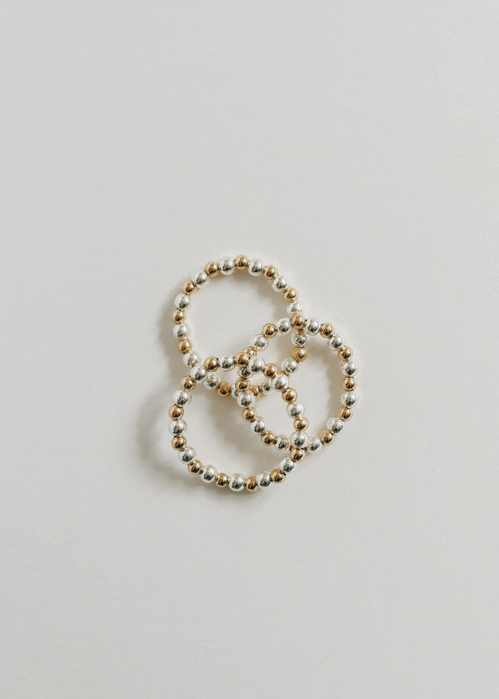 Sterling Silver + 14k Gold Filled || Beaded Stretch Ring