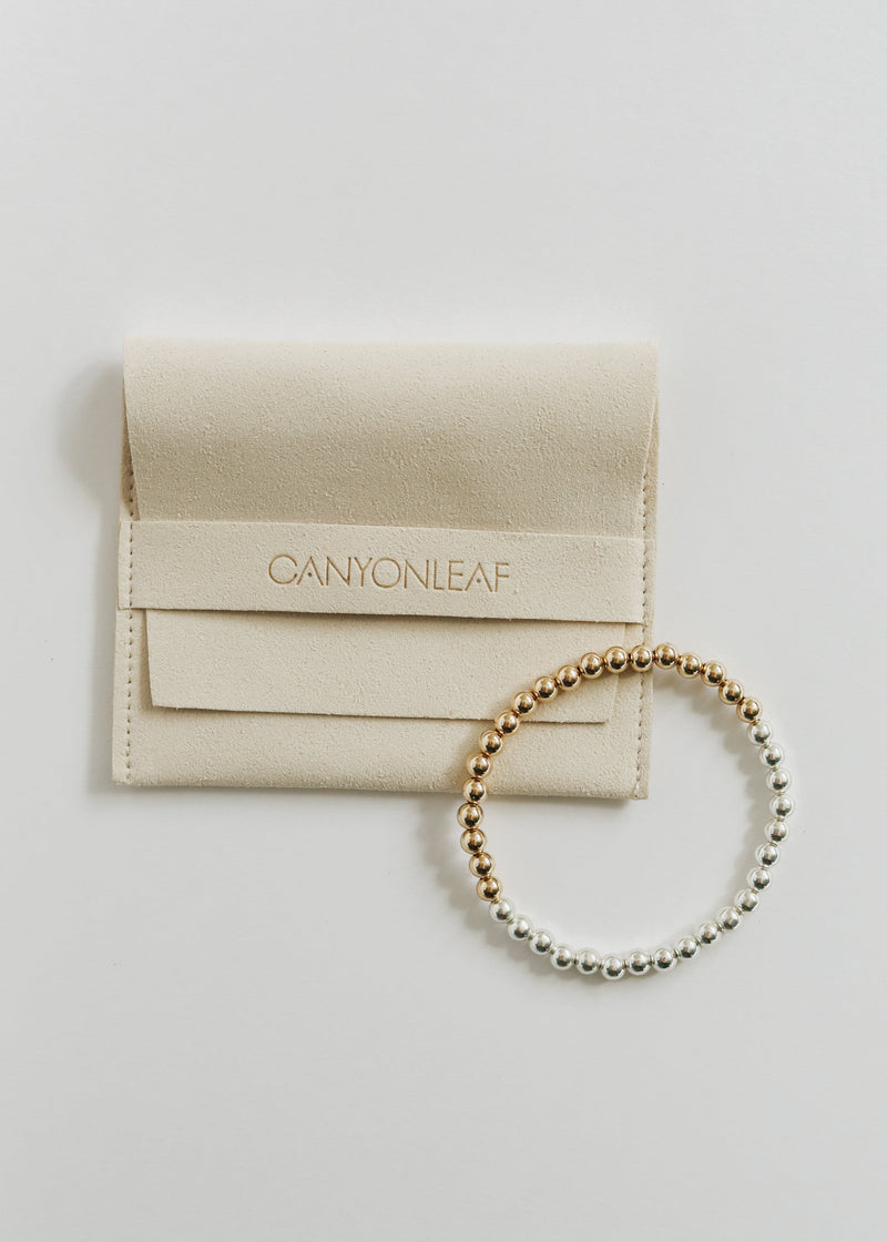 Sterling Silver + 14k Gold Filled Moon || Beaded  Bracelet