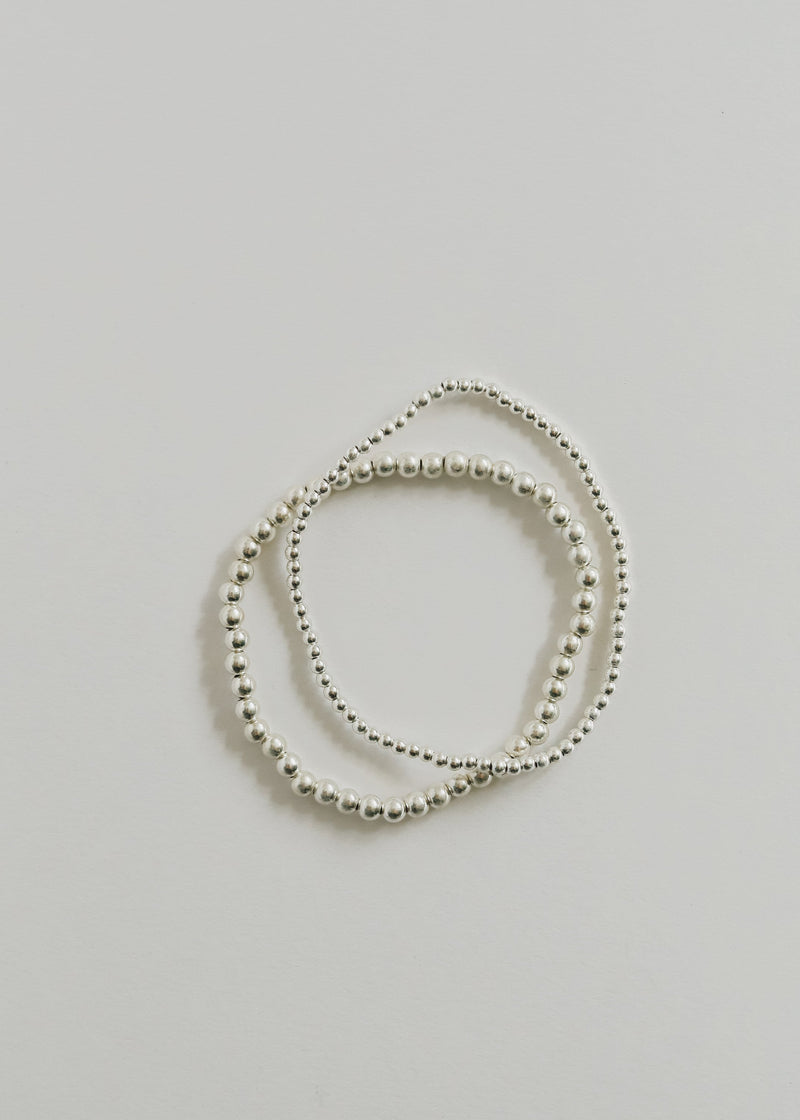 Sterling Silver || Beaded Stretch Anklet or Bracelet