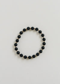 Shungite : 14k Gold Filled Sun + Moon || Stretch Bracelets