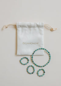 Natural Turquoise + 14k Gold Filled Sun || Stretch Ring
