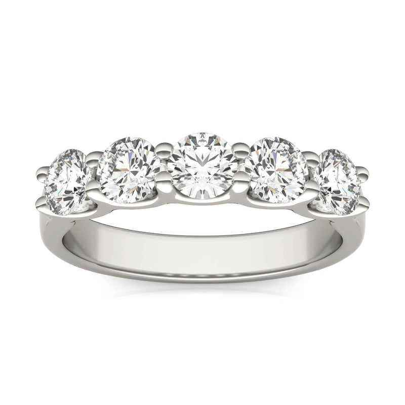AGI Certified 1 1/4 CTW Round Lab Grown Diamond (G/VS) Five Stone Anniversary Band in 14K White Gold