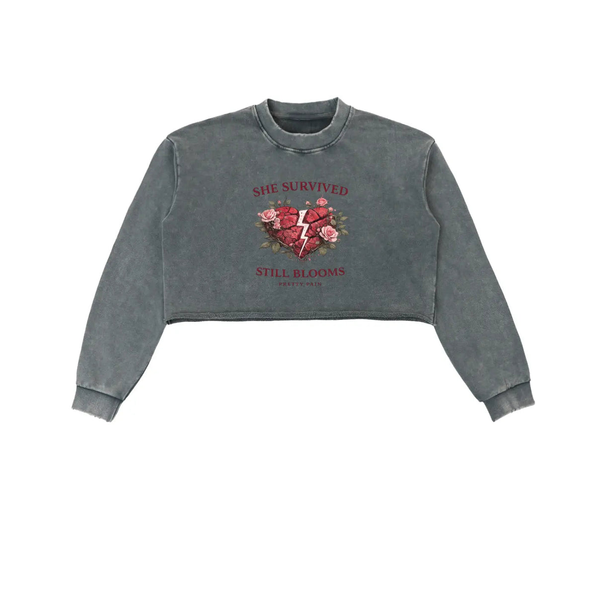 “She Survived Still Blooms” Cropped Sweatshirt