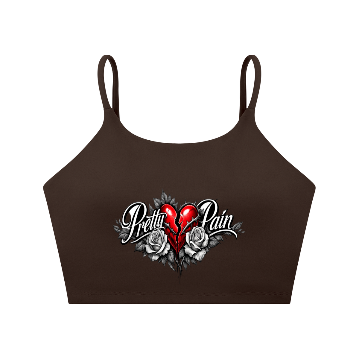 PRETTY PAIN Spaghetti Strap Yoga Sports Bra