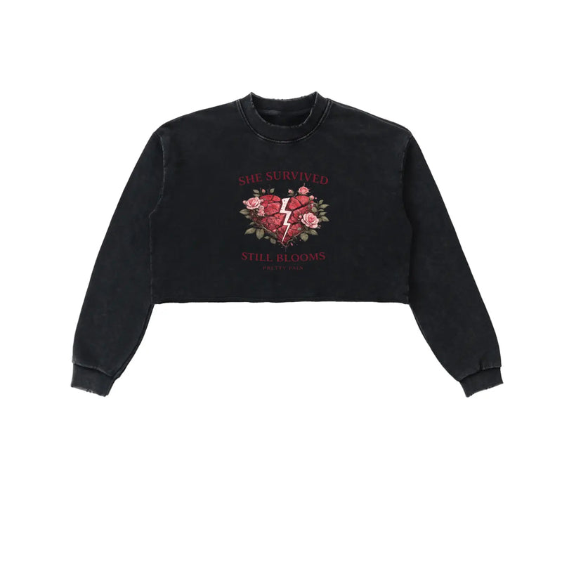 “She Survived Still Blooms” Cropped Sweatshirt