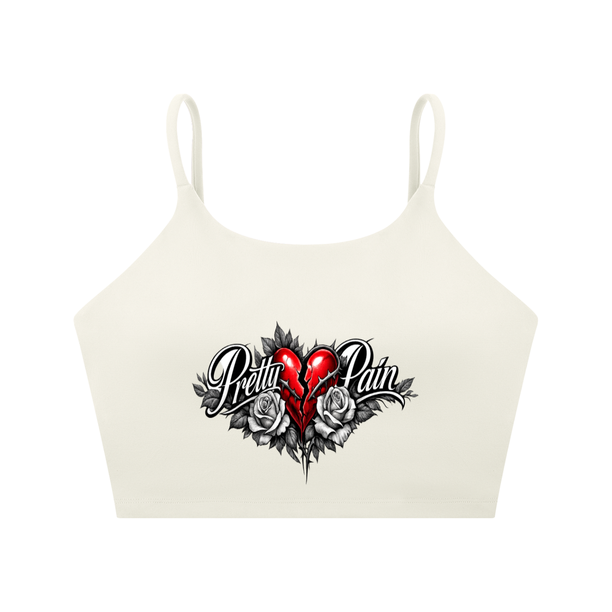 PRETTY PAIN Spaghetti Strap Yoga Sports Bra
