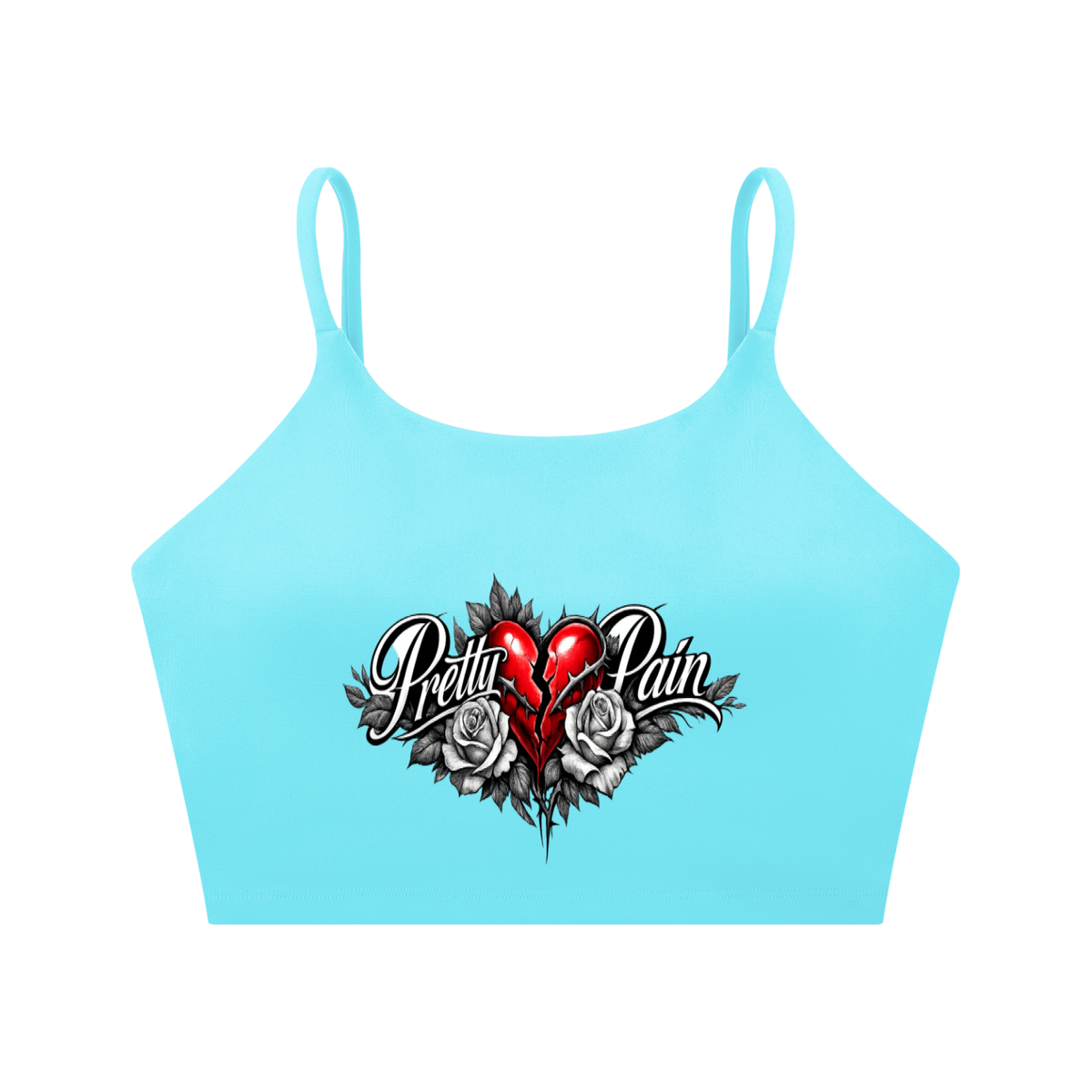 PRETTY PAIN Spaghetti Strap Yoga Sports Bra