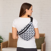 Plaid Paw Print Large Fanny Pack with 3 Zippered Pockets