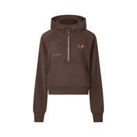 Women Cropped PRETTY PAIN Half-Zip Hoodie