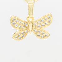 Butterfly 5 cubic zirconia pendant in 14K gold filled jewelry for women, featuring a delicate butterfly design and sparkling stones.