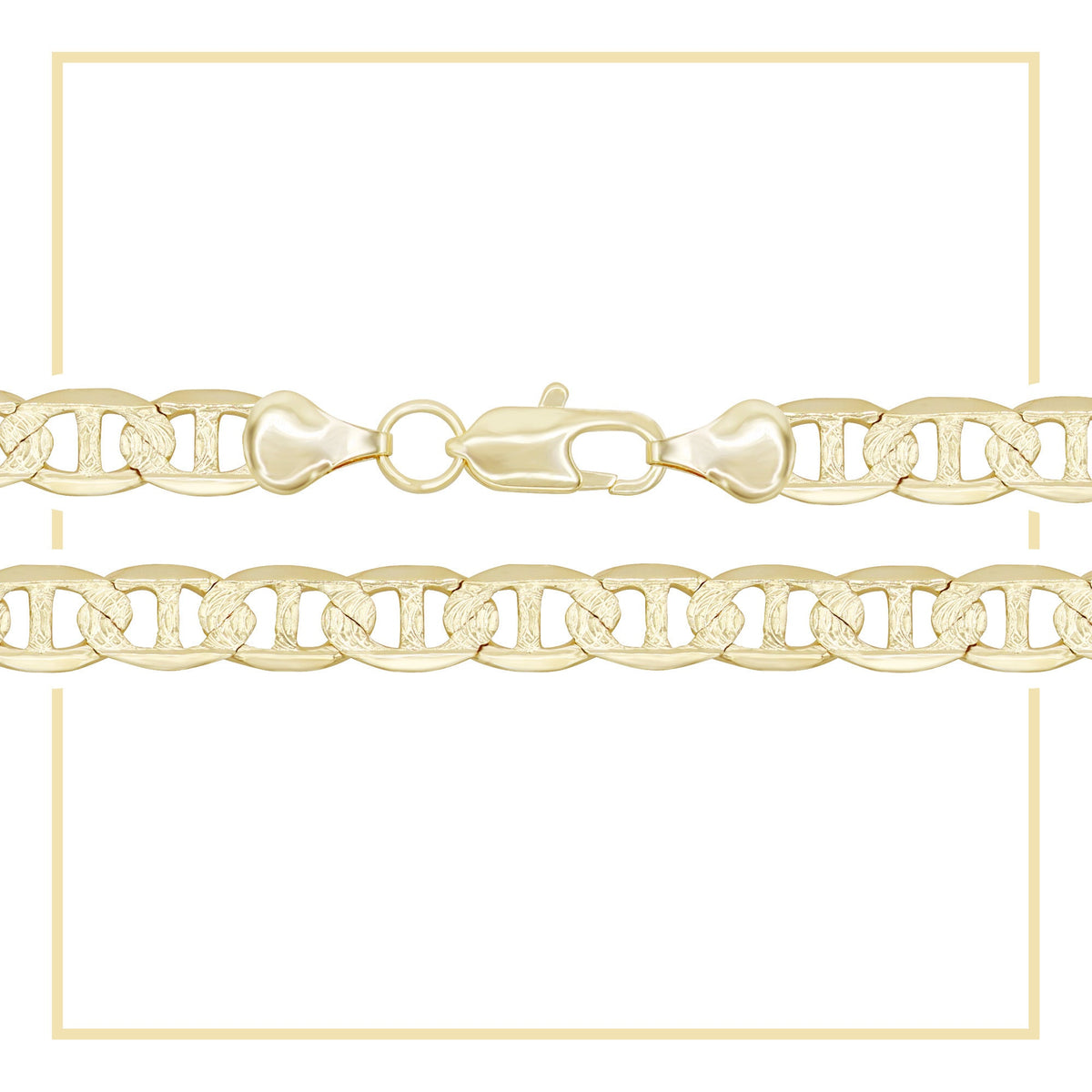 14K gold filled Mariner diamond-cut chain bracelet with lobster claw clasp, 8.5 inches, men's jewelry by JB Jewelry BLVD