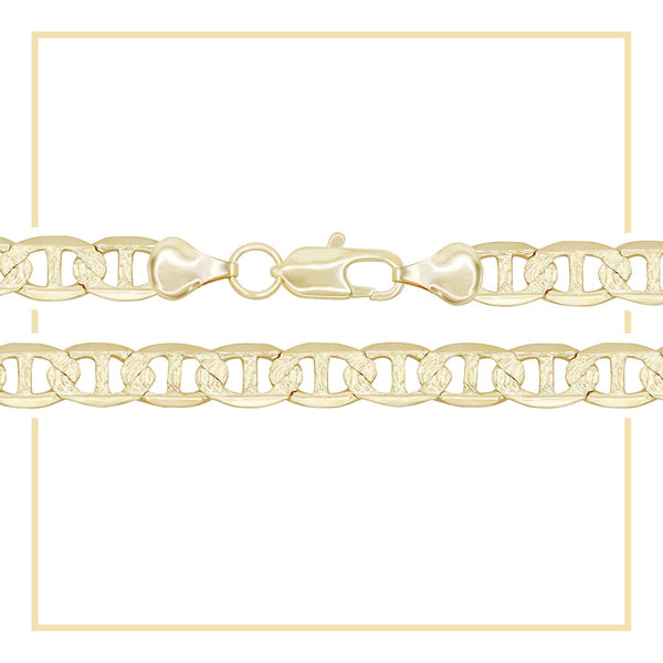 14K gold filled Mariner diamond-cut chain bracelet with lobster claw clasp, 8.5 inches, men's jewelry by JB Jewelry BLVD